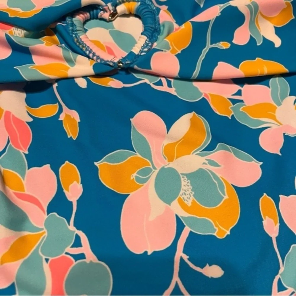 No Boundaries Floral Print High Waisted Swim Bottom w/ Heart Hardware Jr.’s Med‎